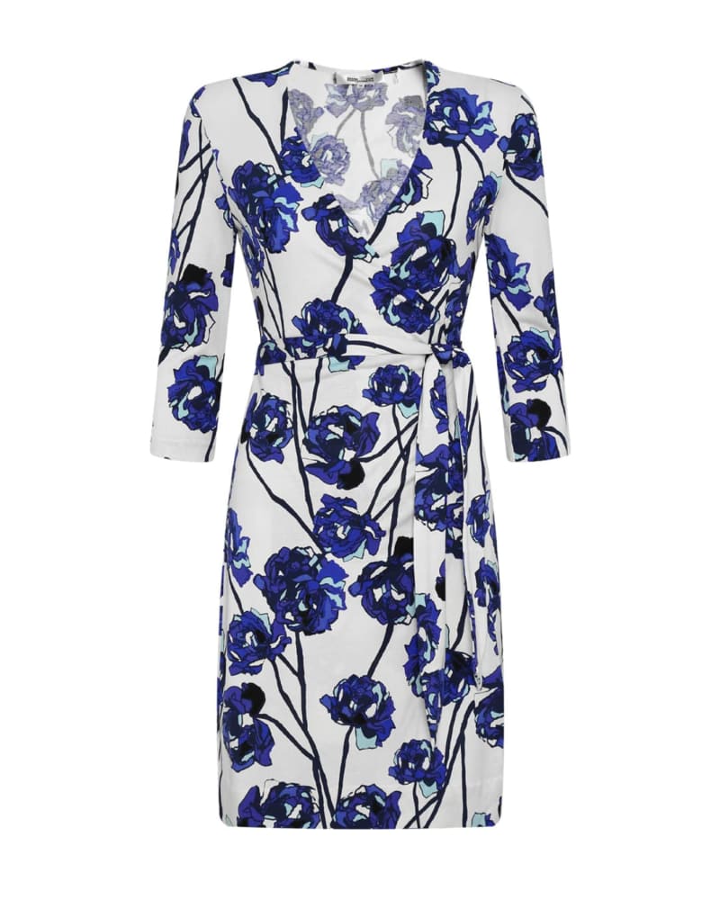 Front of a size XL Julian Silk Jersey Wrap Dress in White by Diane von Furstenberg. | dia_product_style_image_id:276498